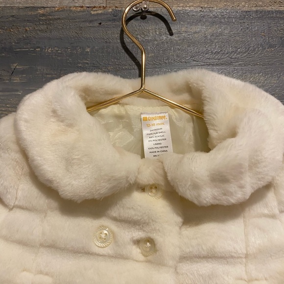 Gymboree faux fur cream lined coat 12-18 months - Picture 2 of 4